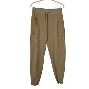 Athleta Go Far Travel Pants Womens Size 4 Drawstring Pocket Khaki Casual Joggers